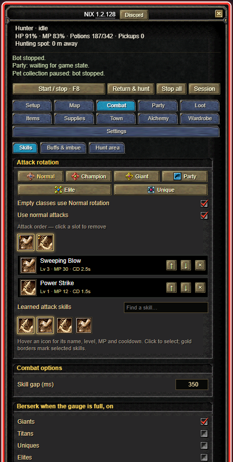 The NIX window, with a red ring around all of it. It is at the top right of the game.